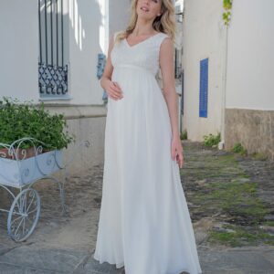 Langes Umstandskleid Ivory Kollektion 2020 A7219 2 Fashion Queen GmbH