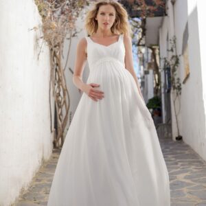 Langes Umstandskleid Ivory Kollektion 2020 A7220 2 Fashion Queen GmbH