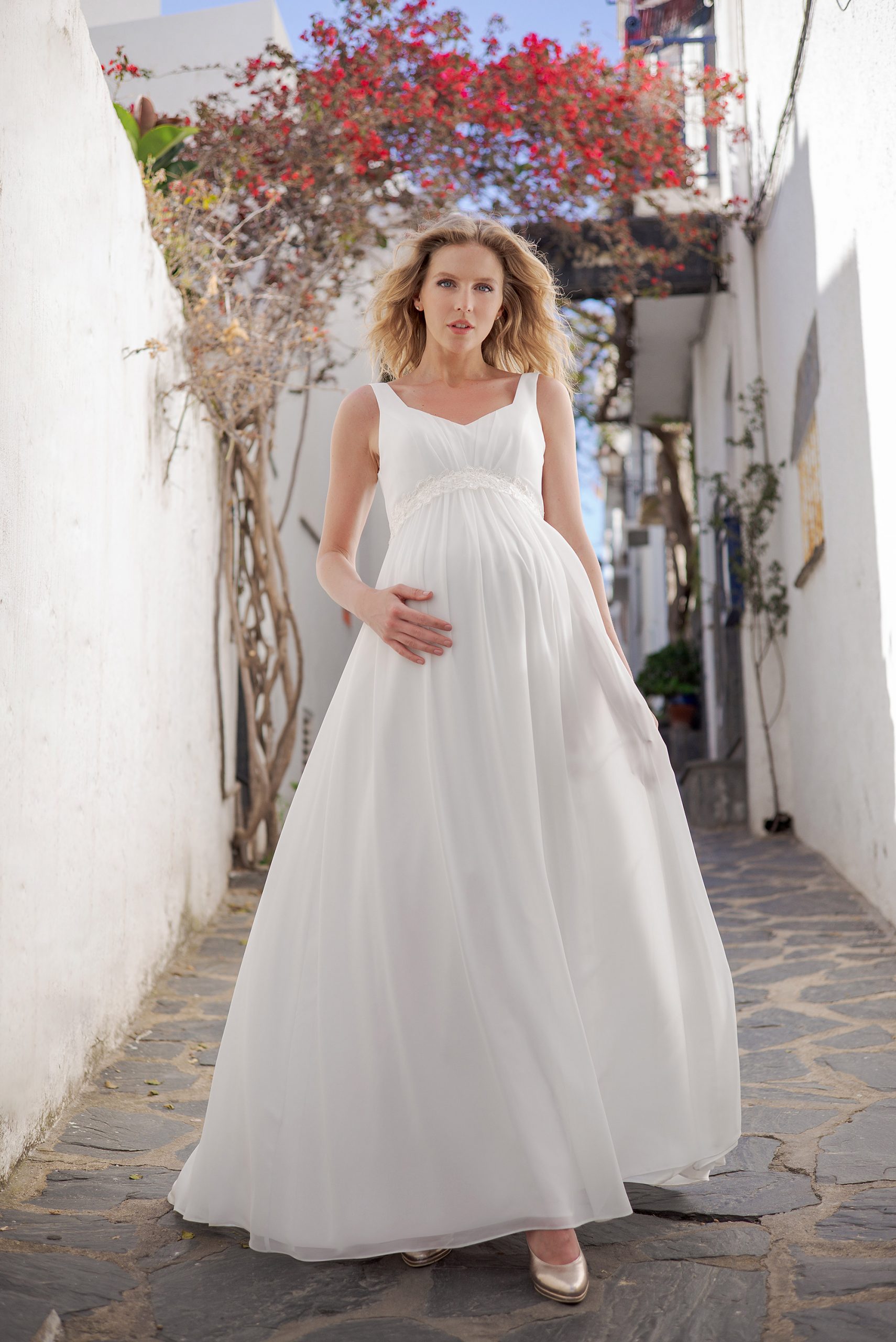 Langes Umstandskleid Ivory Kollektion 2020 A7220 2 Fashion Queen GmbH